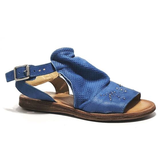 Miz Mooz Leather Ankle-Strap Sandals-Fifi-Denim Blue Size 37 (US 6.5-7) A470137 - Picture 1 of 8